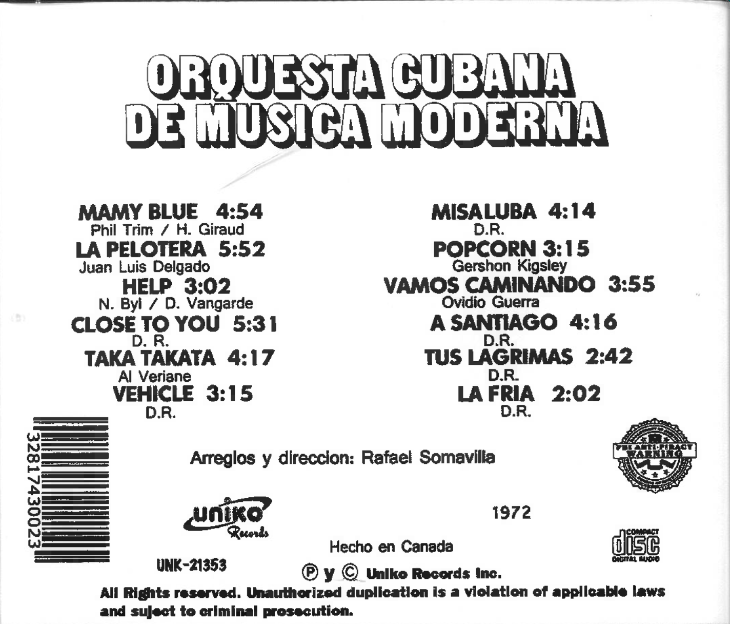 Back cover of the CD